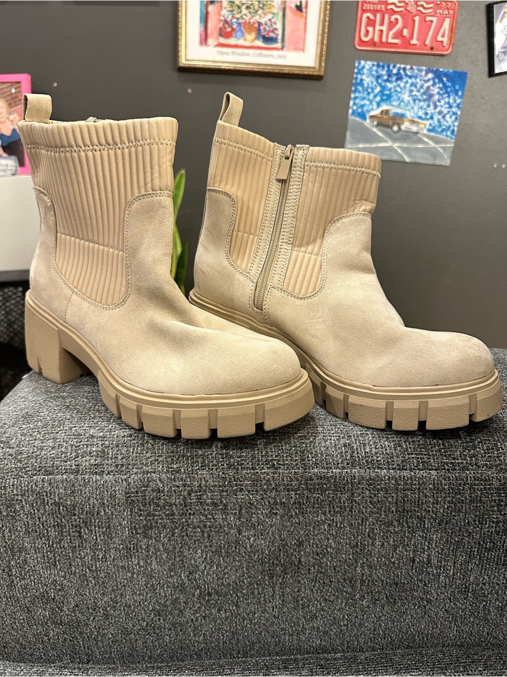 Wide width Torrid Beige Chunky Chelsea Ankle Boots - Women's Slip-On Zip Boot